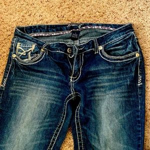 Bell bottom faded jeans